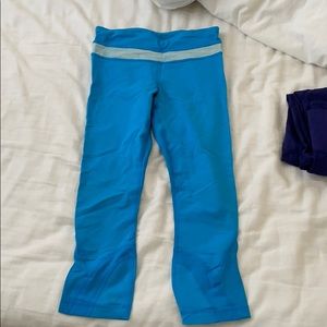 Lululemon run inspire leggings aqua blue size 4!